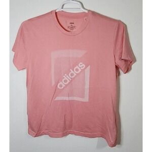 Adidas Girls Short Sleeve T-shirt Pink & White Logo Size XL Spring Sport